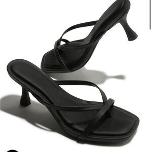 ELENA MID HEEL MULES - BLACK